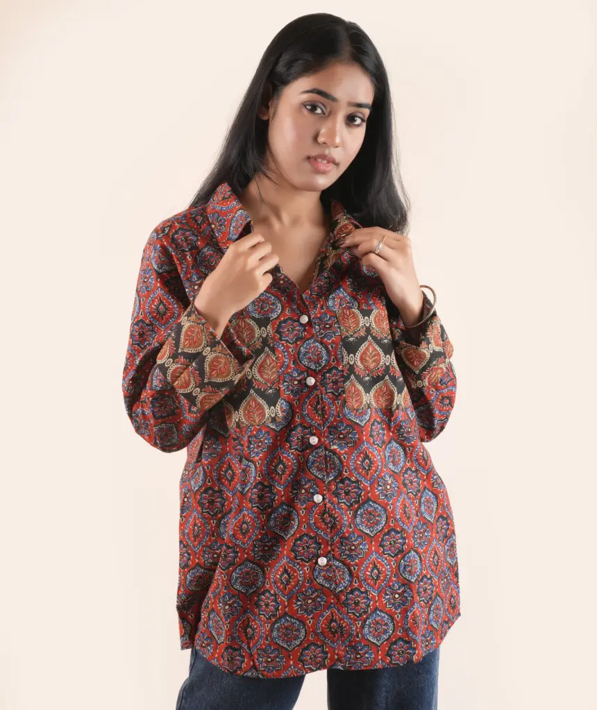 Indie Chic- Handcrafted Block Print Oversized Shirt