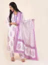 Lavender highlights- Three Pieces Cotton Kurti Set 