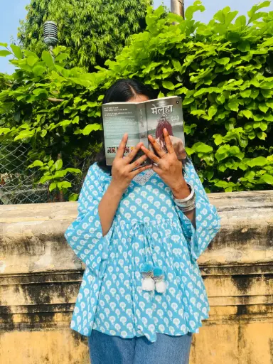 Flowy Sky Blue-Kurti For Womes with Lace Detail